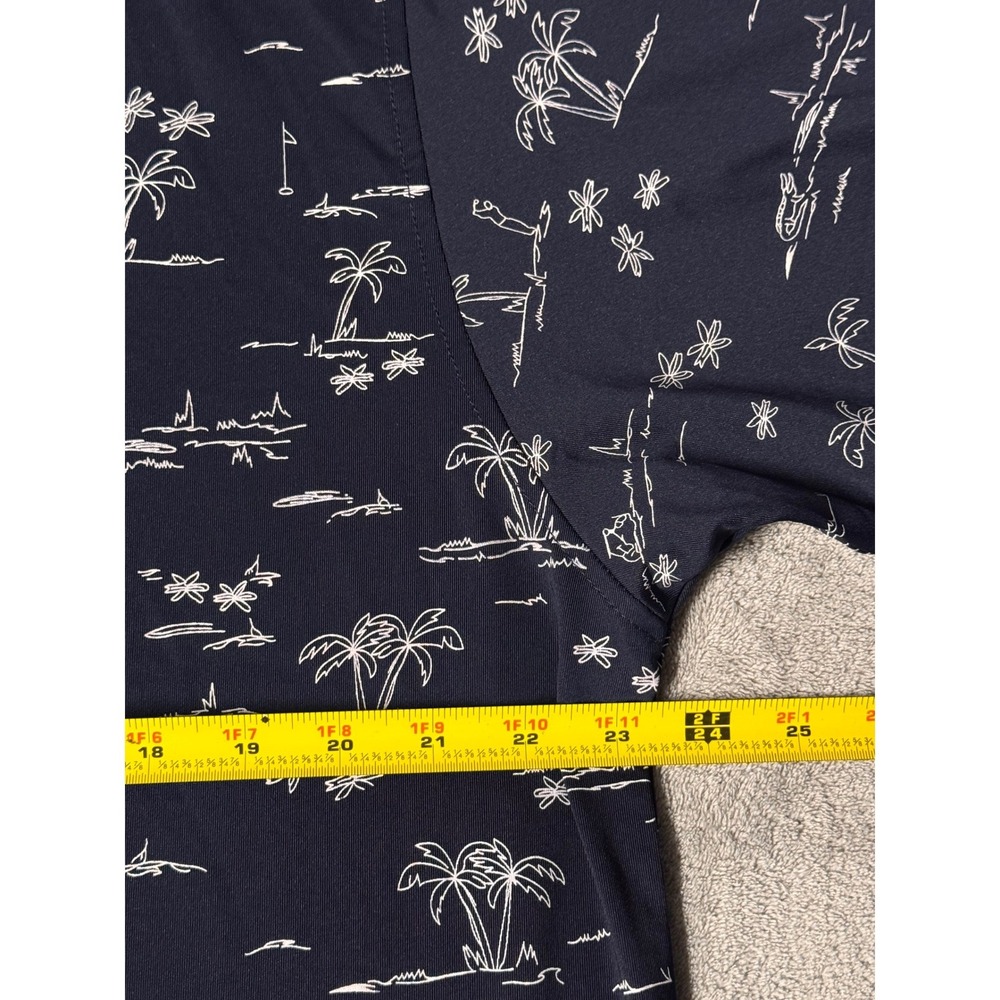 FootJoy Tropic Isle Golf Polo Shirt Navy Blue Palm Tree Print Mens Lrg NWT Logo - Picture 6 of 15